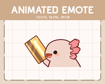 Animated Emote Kawaii Cute Axolotl Giving His Card / Emote for Streaming - Ready to Use