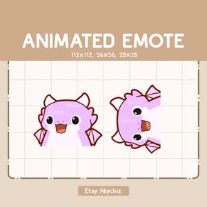 Animated Emote Cute Surprising Purple Dragon is Appearing From All Angle - Cartoon Funny Emote - Kawaii Emote