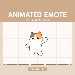 Emote animé joyeux chat calicot dansant - Emote dessin animé - Emote drôle pour le streaming - Prêt à l'emploi