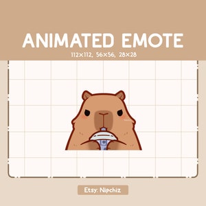 Schattige Kawaii en schattige Capybara nippende Boba geanimeerde emote - grappig schattig dier