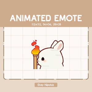 Animated Emote Chibi Rabbit Walking and Holding a Torch / Adorable Cartoon Emote / Ready to Use / Cute Emote