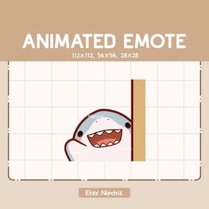 Animiertes Emote Hai grüßt mit Winken seiner Hand hinter einer Mauer / Lustiges Chibi Emote / Emote für Tracking / Cartoon Emote