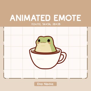 Animated Emote Cute Frog Inside a Cup of Coffee is Spinning Around / Kawaii Emote / Adorable Emote for Streaming / Ready to Use