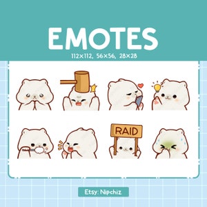 Polar Bear Emotes for Streamer (8) - Kawaii Cute Polar Bear - Emoji Pack for Streaming