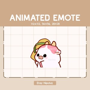 Animated Emote Adorable Pink Cow is Throwing a Sandal - Chibi Emote for Streamer – Cute Cartoon Emote – Ready to Use