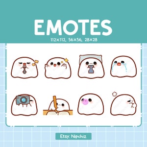 Chibi Ghost Emotes for Streaming - (8) kawaii Emotes – Cute Ghost Emote Bundle – Funny Emotes