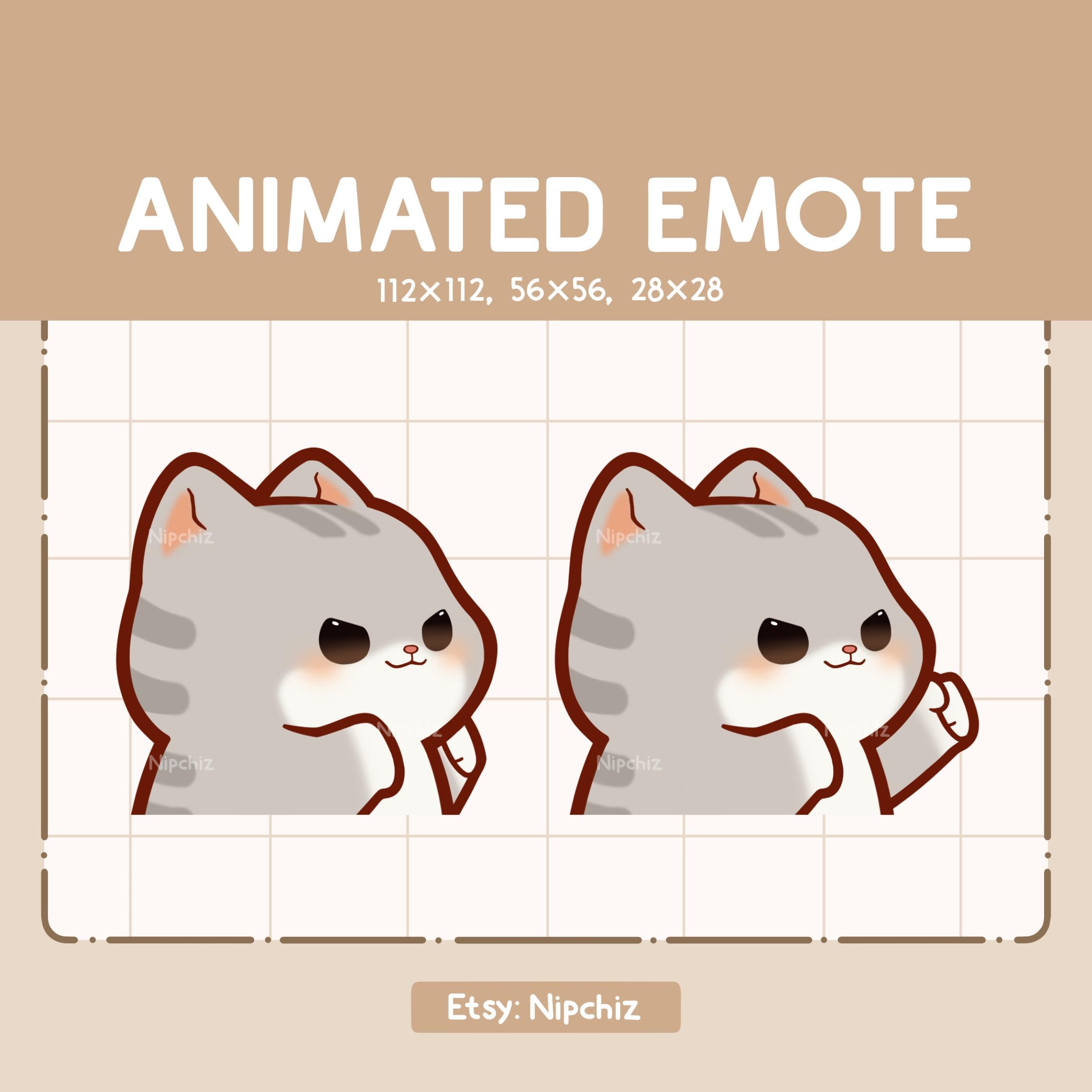 Geanimeerde schattige grijze gestreepte kat die snel slaat emote - grappige  cartoon-emote - klaar voor gebruik - chibi-emote voor streamer - Etsy België, image size:2300x2300