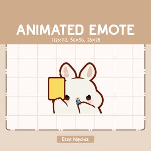 Emote animado Adorável coelho Kawaii soprando apito e segurando um cartão amarelo - Emote para Streamer - Pronto para usar