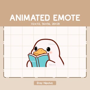 Animated Emote Adorable Duck is Reading a Book / Adorable Cartoon Emote / Ready to Use / Cute Emote