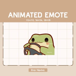 Animated Emote Frog is Steering Wheel / Kawaii Cartoon Emote / Chibi Emote For Streamer / Ready to Use