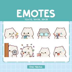 Polar Bear Emotes / 8 Cute Polar Bear Bundle / Emotes for Streamer Kawaii Emoji Pack