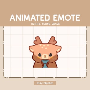 Animated Emote Cute Deer Flashlight Face / Chibi Funny Emote / Emote for Streaming / Cartoon Emote