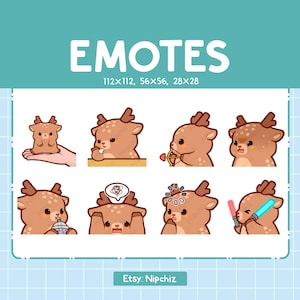 Emotes chibi chevreuil en streaming - (8) émoticônes kawaii - lot d'émoticônes chevreuil mignon - émoticônes amusantes