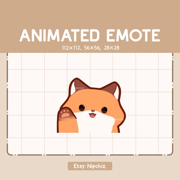 Gesto animado de zorro chibi saludando con la mano / Gesto de dibujos animados kawaii / Listo para usar / Gesto divertido y lindo