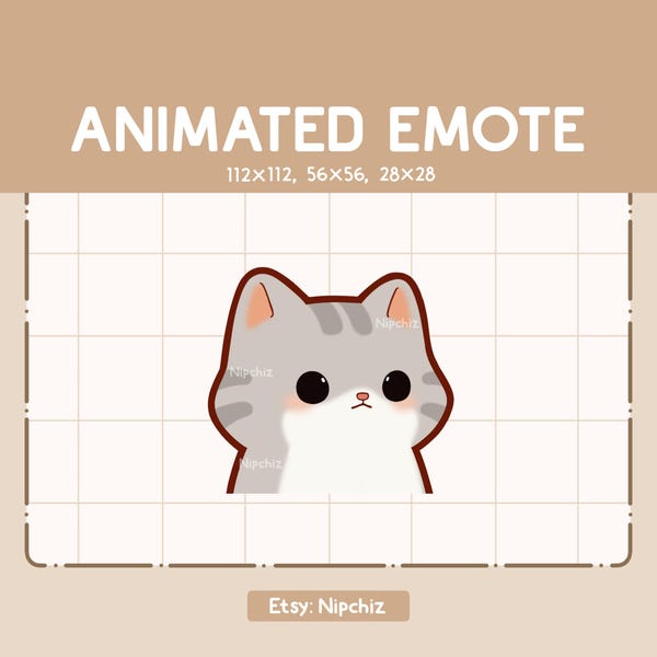 Gesto animado de lindo gato atigrado gris: gesto de sacudir la cabeza, gesto de dibujo animado de Chibi, listo para usar, gesto divertido