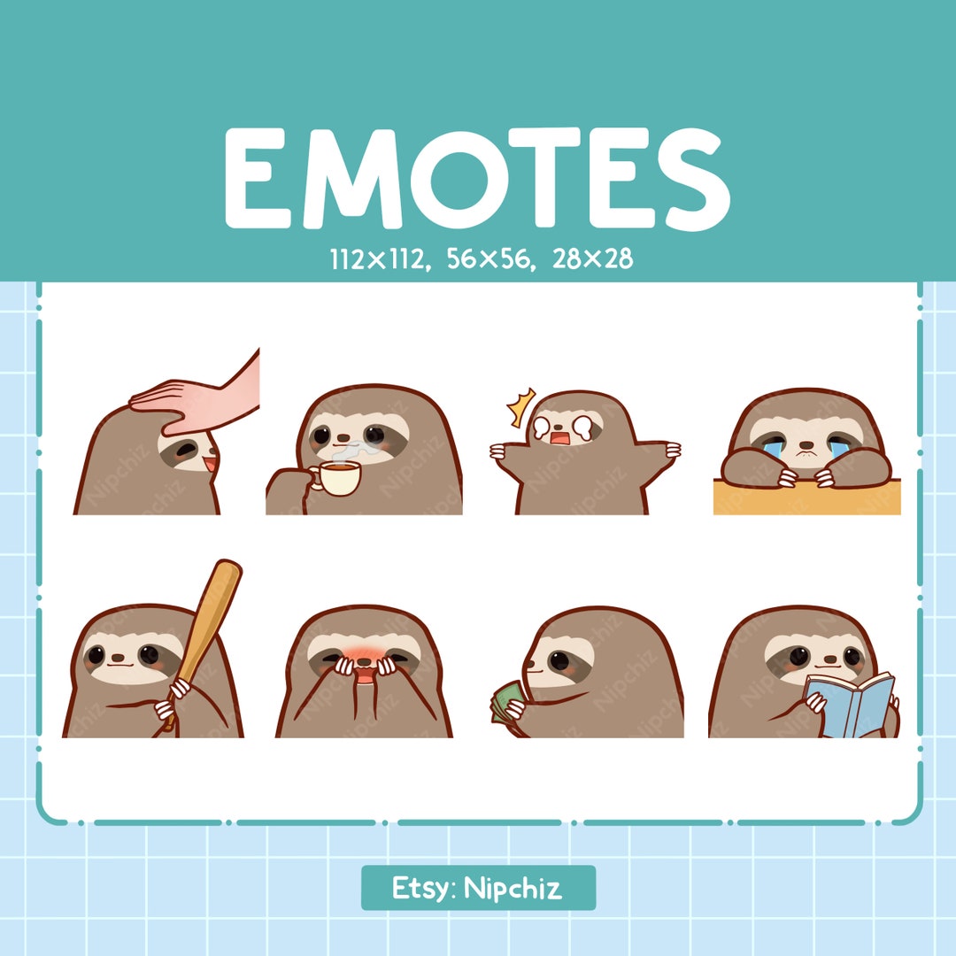 Sloth Emotes Sloth Emote Bundle | Emotes for Streaming | 8 Cute Sloth Emotes ...