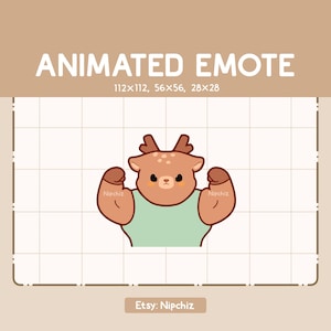 Geanimeerde emote Chibi-hert is spier aan het buigen / Grappige emote chibi / emote voor streaming / Cartoon-emote