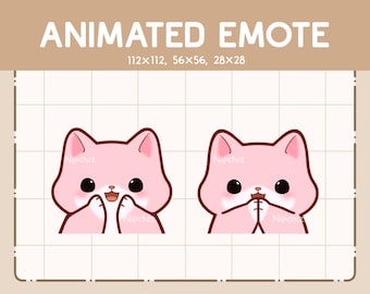 Animated Emote Chibi Pink Cat is Clapping His Hand - Adorable
