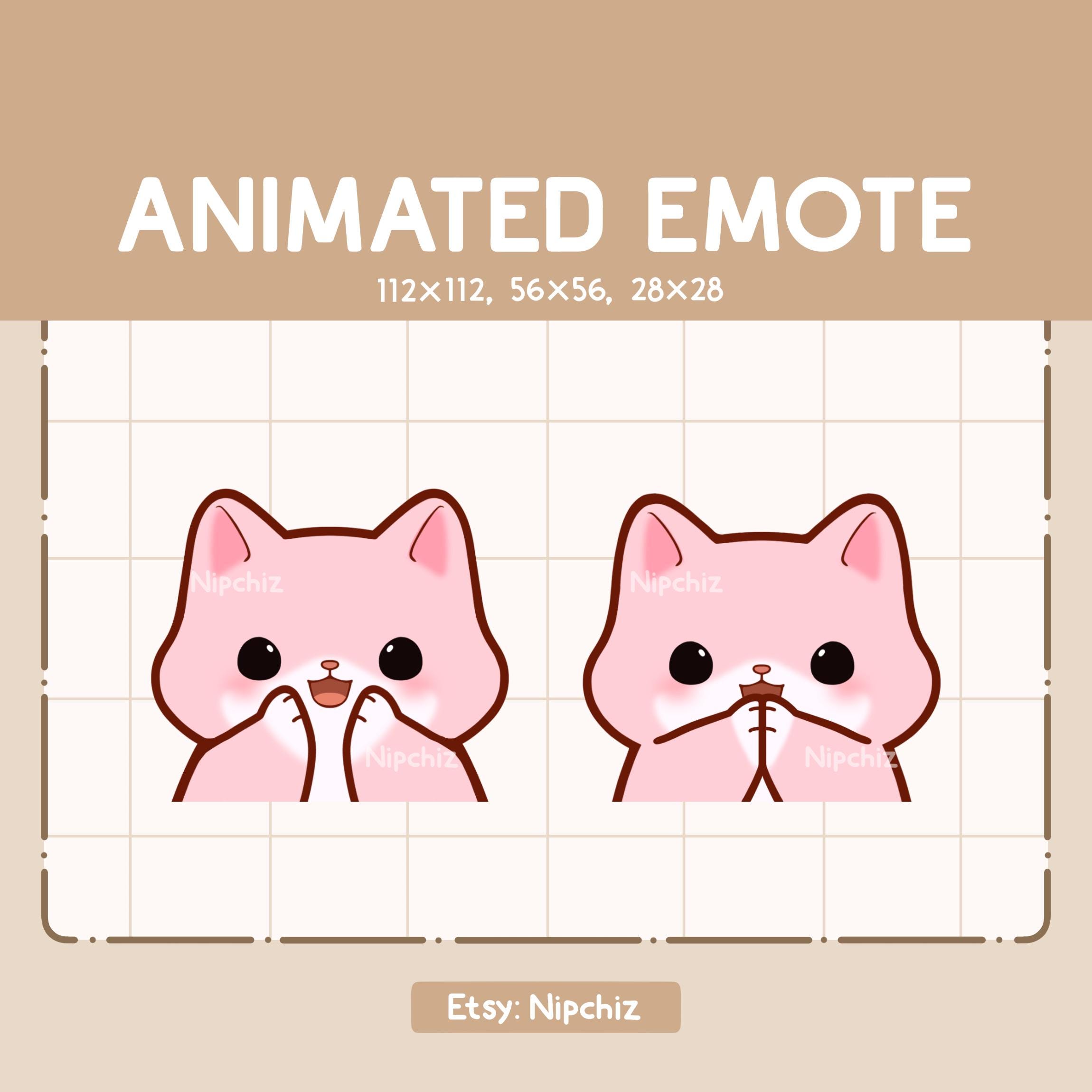 Animated Emote Chibi Pink Cat is Clapping His Hand - Adorable