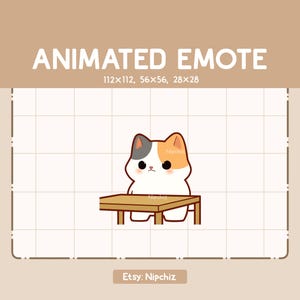 Animated Emote Chibi Calico Cat Angry By Flipping a Table in Front of Him / Kawaii Cartoon Emote / Chibi Emote For Streamer
