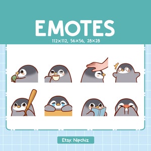 Emotes Pingouin à diffuser | Emoji animaux kawaii | (8) Pack d'émoticônes pingouin mignon