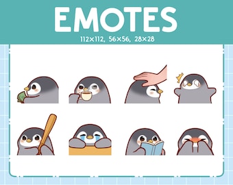 Penguin Emotes for Streaming | Kawaii Animal Emoji | (8) Cute Penguin Emote Pack