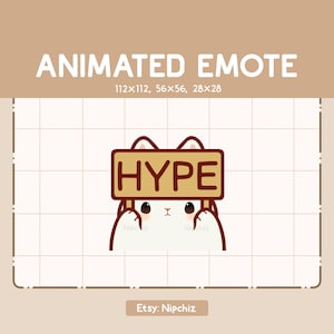 Emote animée Lapin mignon tenant une pancarte en bois hype/Emote pour Streamer/Prêt à l'emploi