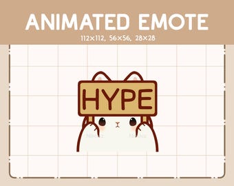 Animated Emote Cute Rabbit Holding Hype Wooden Sign/ Emote for Streamer / Ready to Use