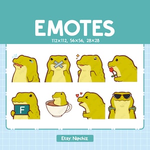 Emotes Crocodile | 8 Cute Emotes for Streaming | Digital | Chibi Alligator Emote Bundle
