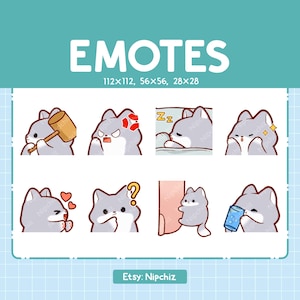 Kawaii Wolf Emotes (8) – Cute Emotes for Streamer – Chibi Wolf Emoji Bundle