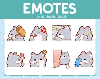Kawaii Wolf Emotes (8) – Cute Emotes for Streamer – Chibi Wolf Emoji Bundle