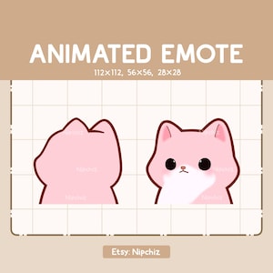 Animated Emote Cute Pink Cat Turning Around - Adorable Emote - Funny Emote for Streaming - Kawaii Emote
