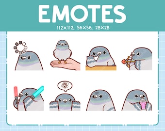 Cute Pigeon Emotes | 8 Emotes for Streamer | Cute Pigeon Emote Pack | Funny Emotes