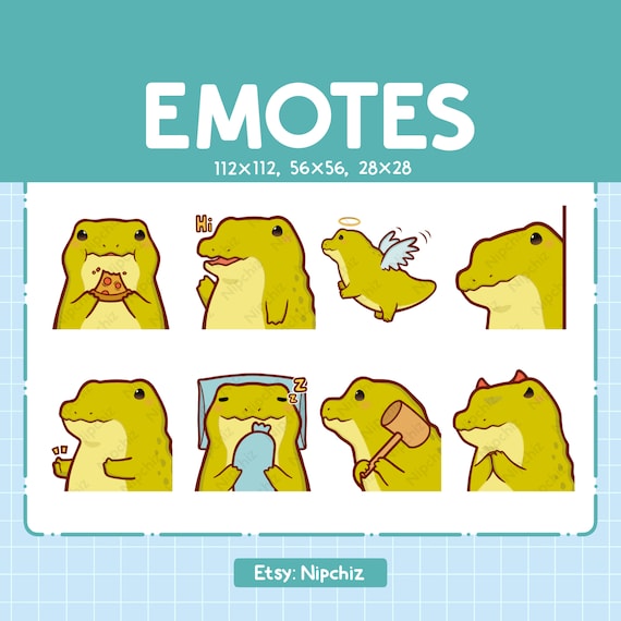 Crocodile Emotes | 8 Cute Crocodile Bundle | Emotes for Streamer Kawaii Emoji Pack