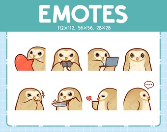 Chibi Barn Owl Emotes for Streaming - (8) kawaii Emotes – Cute Barn Owl Emote Bundle – Funny Emotes