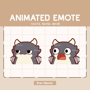 Animated Emote Chibi Black Dragon is Suddenly Shocked - Cartoon Funny Emote - Kawaii Emote