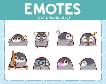 Kawaii Penguin Emotes (8) – Cute Emotes for Streamer – Chibi Penguin Emoji Bundle