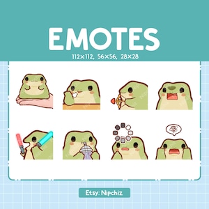 Emotes chibi grenouille en streaming - (8) émoticônes kawaii - lot d'émoticônes grenouille mignonne - émoticônes amusantes