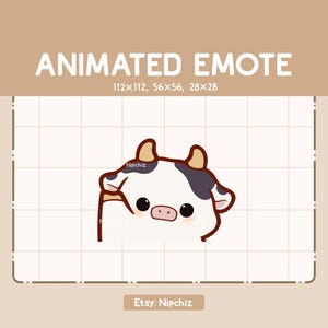 Emote animée vache agitant - Hello Emote - Emote Chibi pour streamer - Emote dessin animé mignon - Prêt à l'emploi