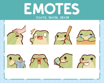 Kawaii Frog Emotes (8) – Cute Emotes for Streamer – Chibi Frog Emoji Bundle