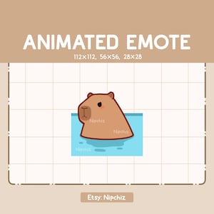 Animated Emote Adorable Capybara Spinning on Water / Kawaii Emote / Adorable Emote for Streaming / Ready to Use