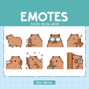 Capybara Emotes | Cute Emoji Pack | 8 Capybara Emotes for Streaming | Bundle Emotes