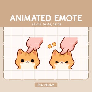 Animowana emotka Pomarańczowy pręgowany kotek naciskany na głowę - Uroczy emotka Chibi - Kawaii emotka do przesyłania strumieniowego - Kreskówkowa emotka