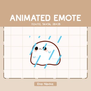 Animated Emote Adorable Ghost is Waiting Through The Rainy Weather - Cartoon Emote - Funny Emote for Streaming - Ready to Use