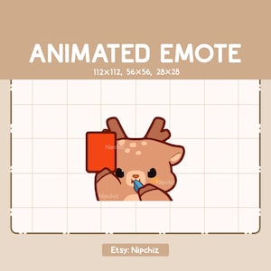 Animiertes Emote Chibi Reh bläst und zeigt rote Karte / Entzückendes Cartoon Emote / einsatzbereit / süßes Emote