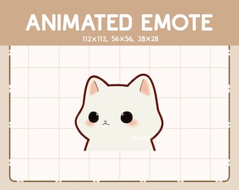 Animated Emote Cute White Cat / Shaking Head Emote / Emote for Streamer / Ready to Use