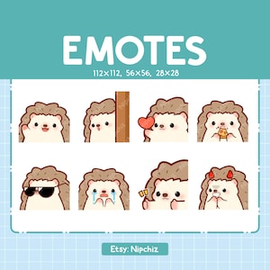 Emotki jeża / 8 uroczych zestawów jeży / Emotki dla streamera Kawaii Emoji Pack