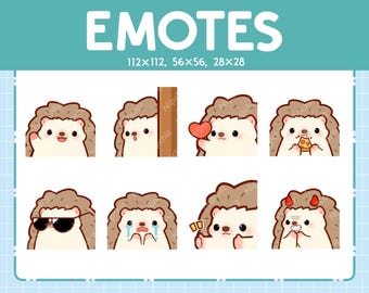 Egel-emotes / 8 schattige egelbundels / emotes voor streamer kawaii emoji-emoji