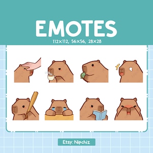 Kawaii Capybara Emotes for Streamer (8) - Cute Cartoon Capybara - Funny Emoji for Streaming