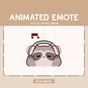 Animated Emote Cute Raccoon Wearing Headphone - Funny Emote for Streaming